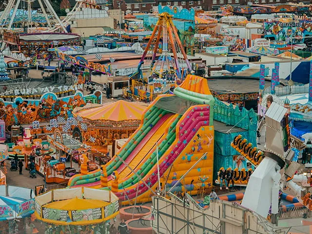 aerial shot of a fair ground