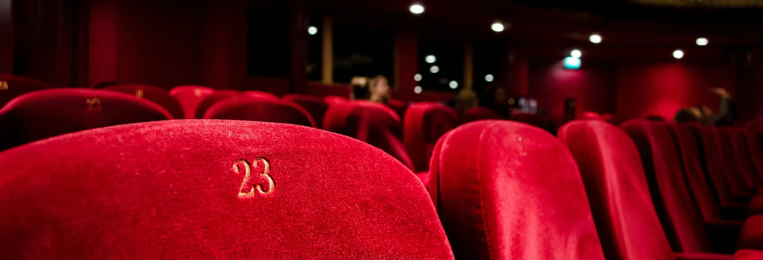A picture of red seats in a theatre