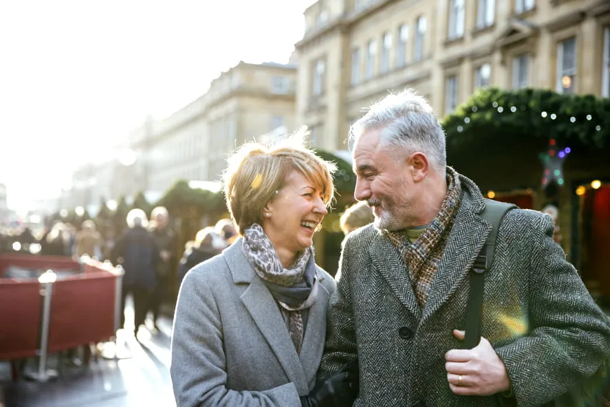elderly couple outing Christmas Market
