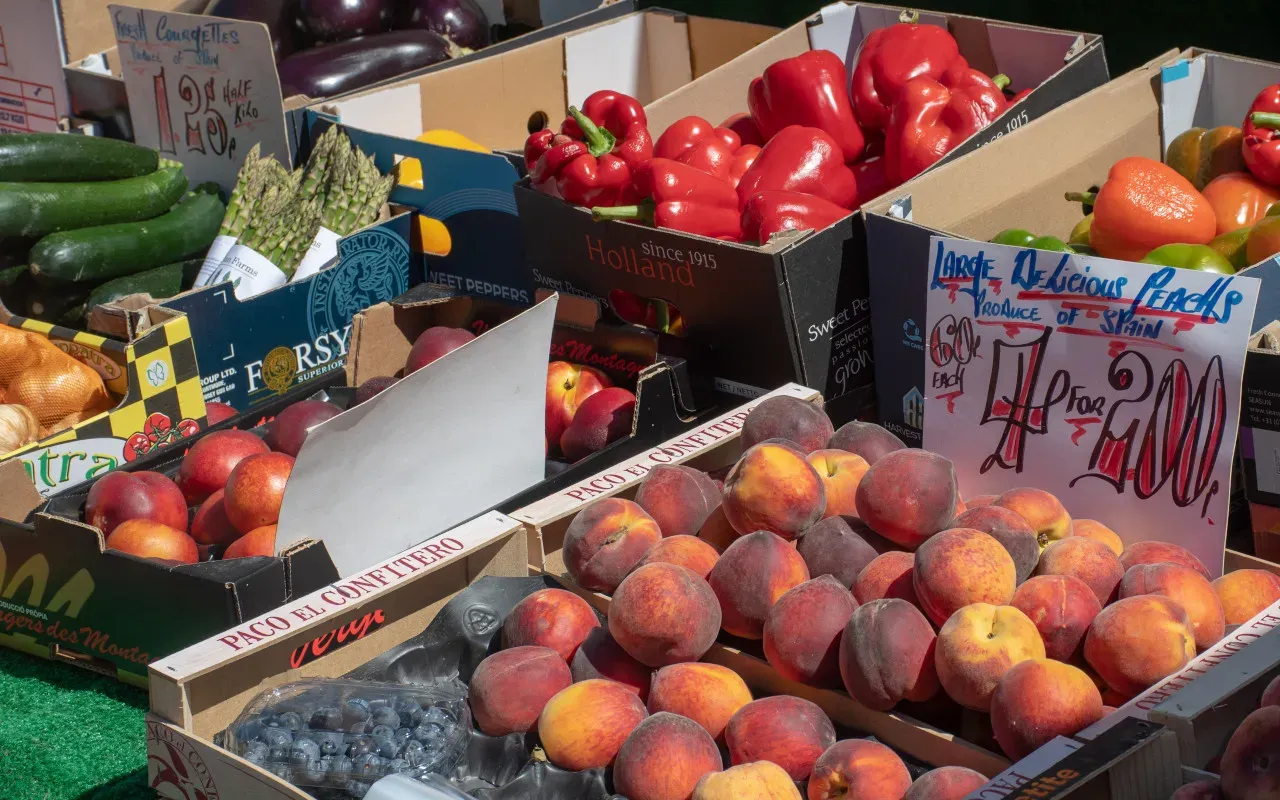 fruit stall market visit Retford with Hull Trains