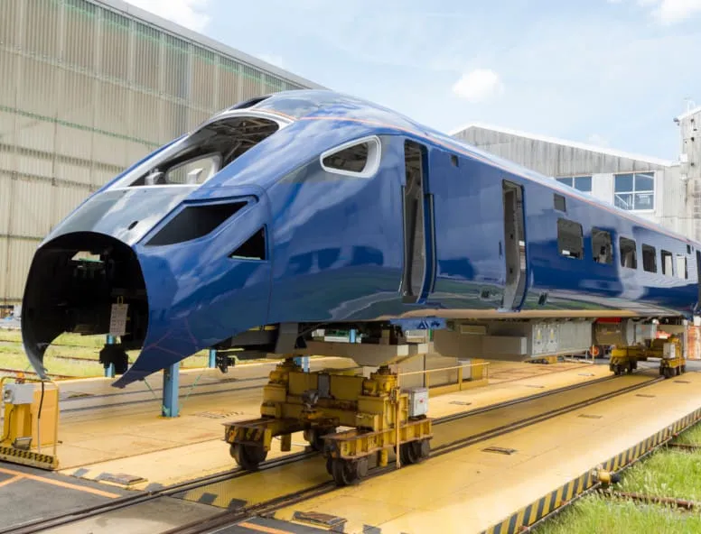 One of the train shells being built in Japan