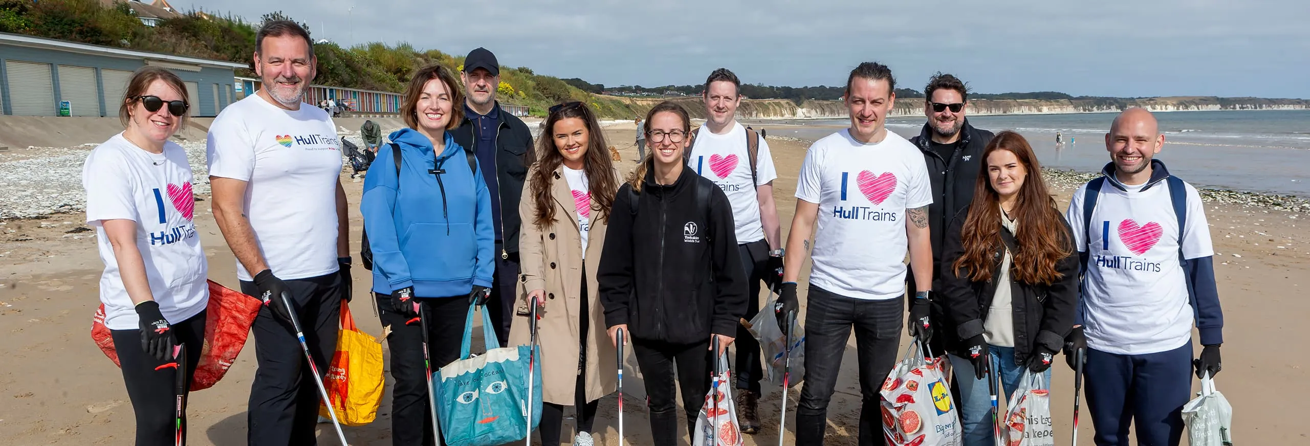 Hull Trains colleagues taking part in the Bridlington beach clean