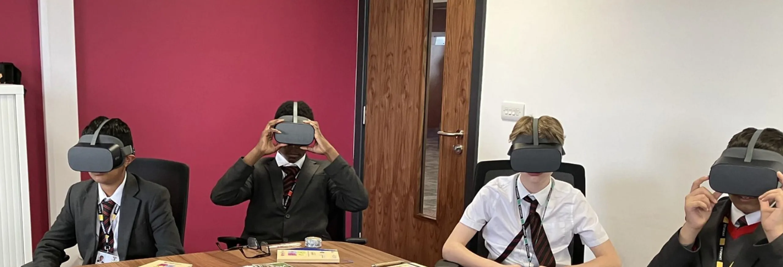 Young people get the chance to use special virtual reality headsets