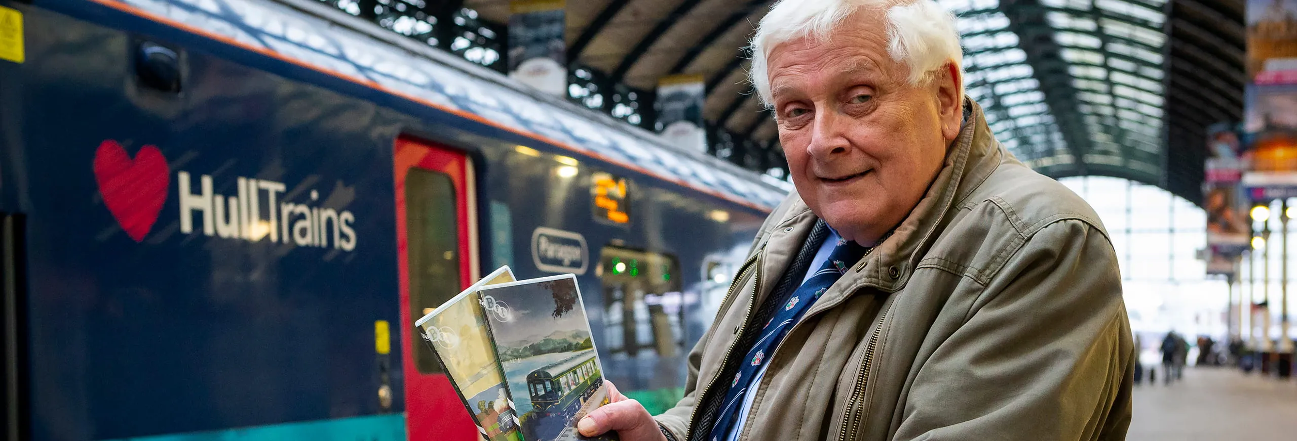 Barry Coward on the platform at Hull Station