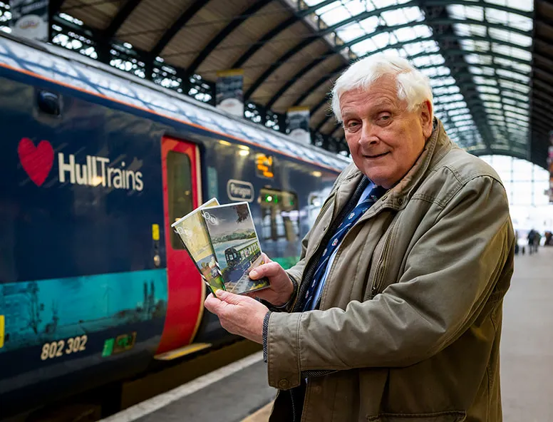 Barry Coward on the platform at Hull Station