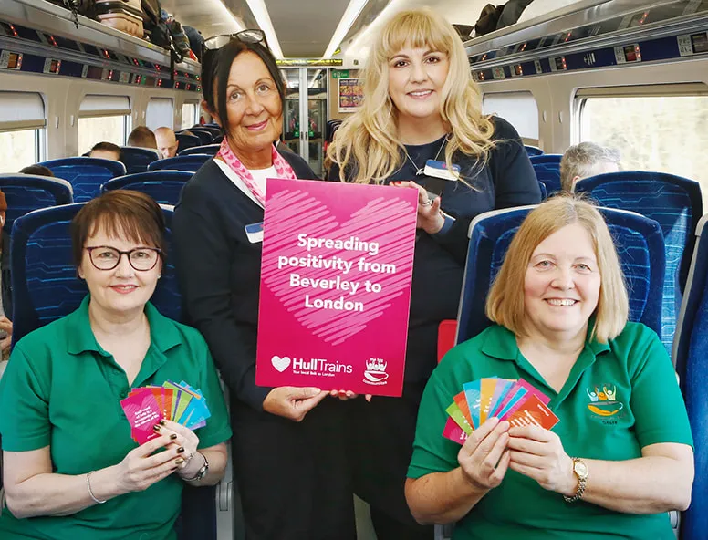 The Big Communi Tea Mental Health Charity onboard a Hull Trains service