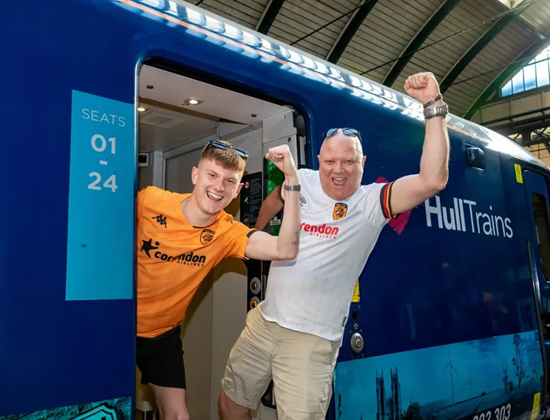 Hull City fans on a Hull Trains service