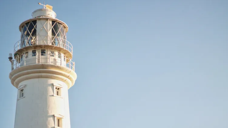 Blue skies and lighthouse in Bridlington